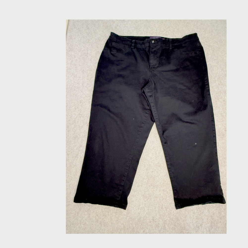 Gloria Vanderbilt Sadie Capri Pants Womens 16 Black Stretch Cropped Mid Rise